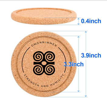 Dwennimmen (Adinkra) Cork Coaster Set (4-Pack) – “Ram’s Horns”