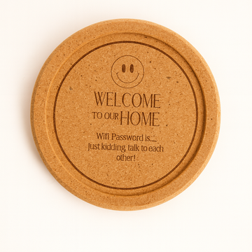 "Welcome to Our Home” Cork Coaster Set (4-Pack)