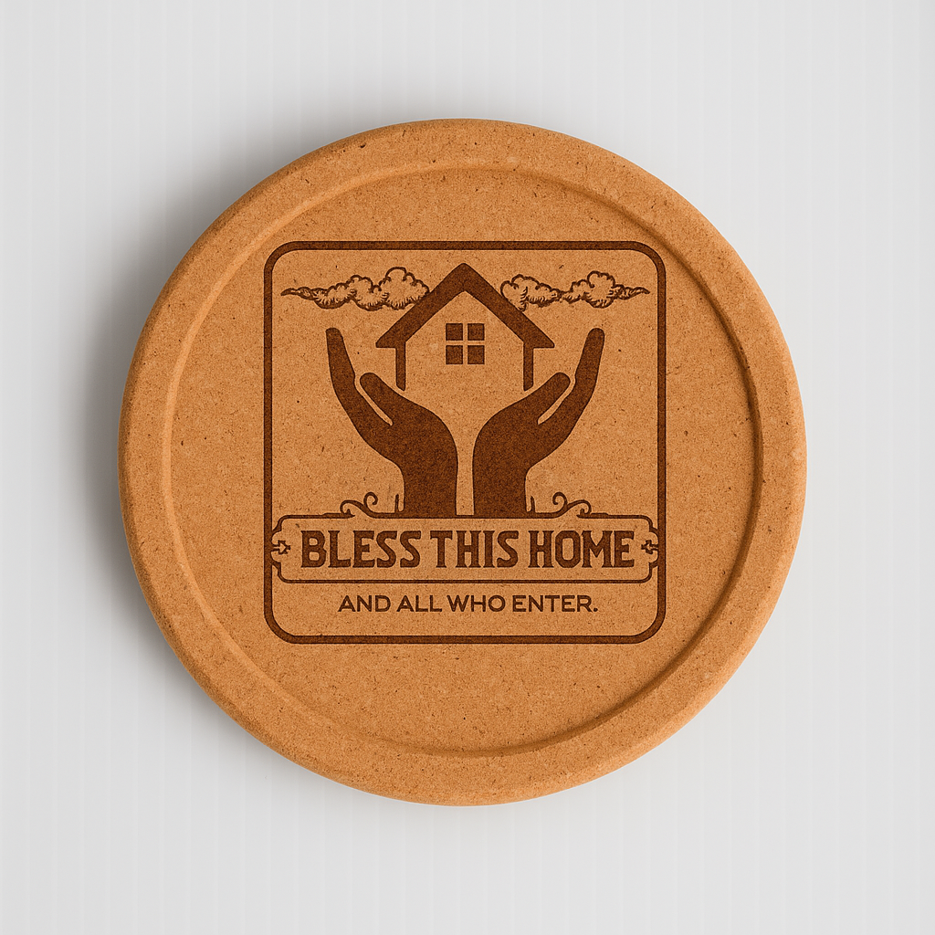 “Bless This Home and All Who Enter” Cork Coaster Set (4-Pack)
