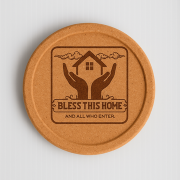 “Bless This Home and All Who Enter” Cork Coaster Set (4-Pack)