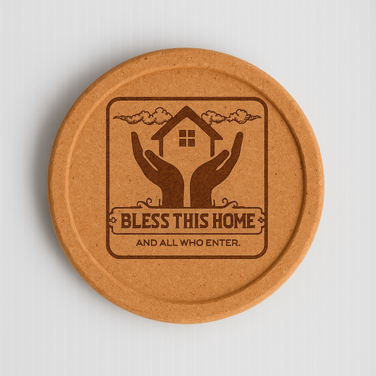 “Bless This Home and All Who Enter” Cork Coaster Set (4-Pack)