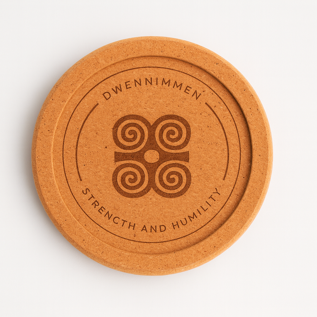 Dwennimmen (Adinkra) Cork Coaster Set (4-Pack) – “Ram’s Horns”