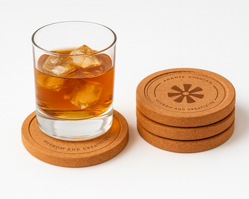 Ananse Ntontam (Adinkra) Cork Coaster Set (4-Pack) – 