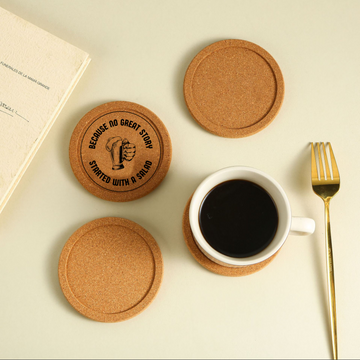 “Alcohol! Because No Great Story Started with Eating Salad” Cork Coaster Set (4-Pack)